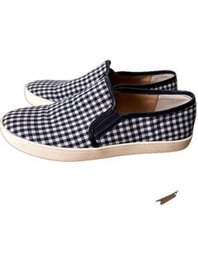 EUC Alex and Alex NAVY Trixie Gingham slip on sneakers size 8.5 mens 10 womens